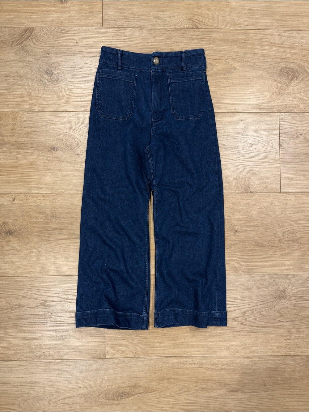 Maeve Dark Blue Cropped Wide-Leg Jeans Sz 30
